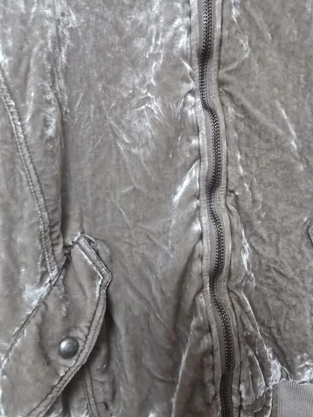Free People Shimmer Velvet Bomber Jacket in Taupe
